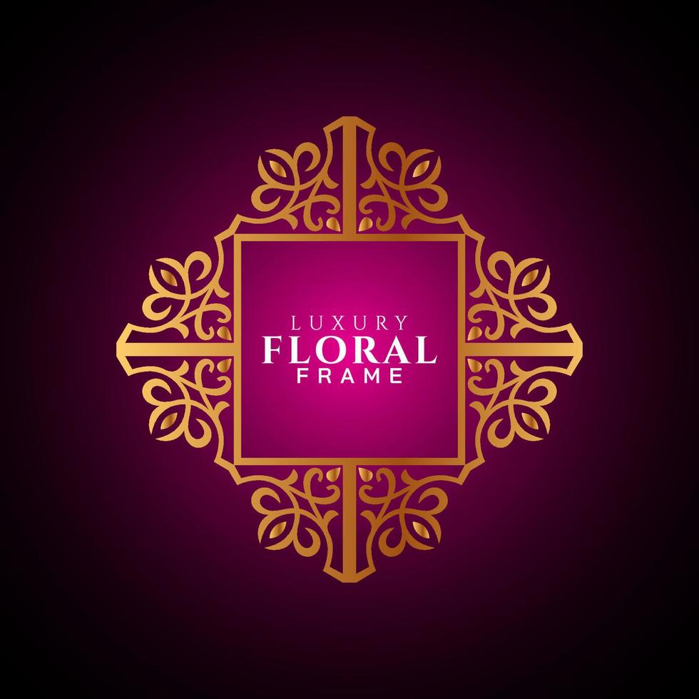 Luxury elegant circle floral frame golden round decorative corners vector