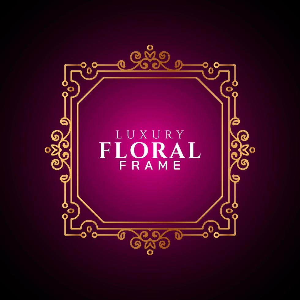 Luxury elegant circle floral frame golden round decorative corners vector