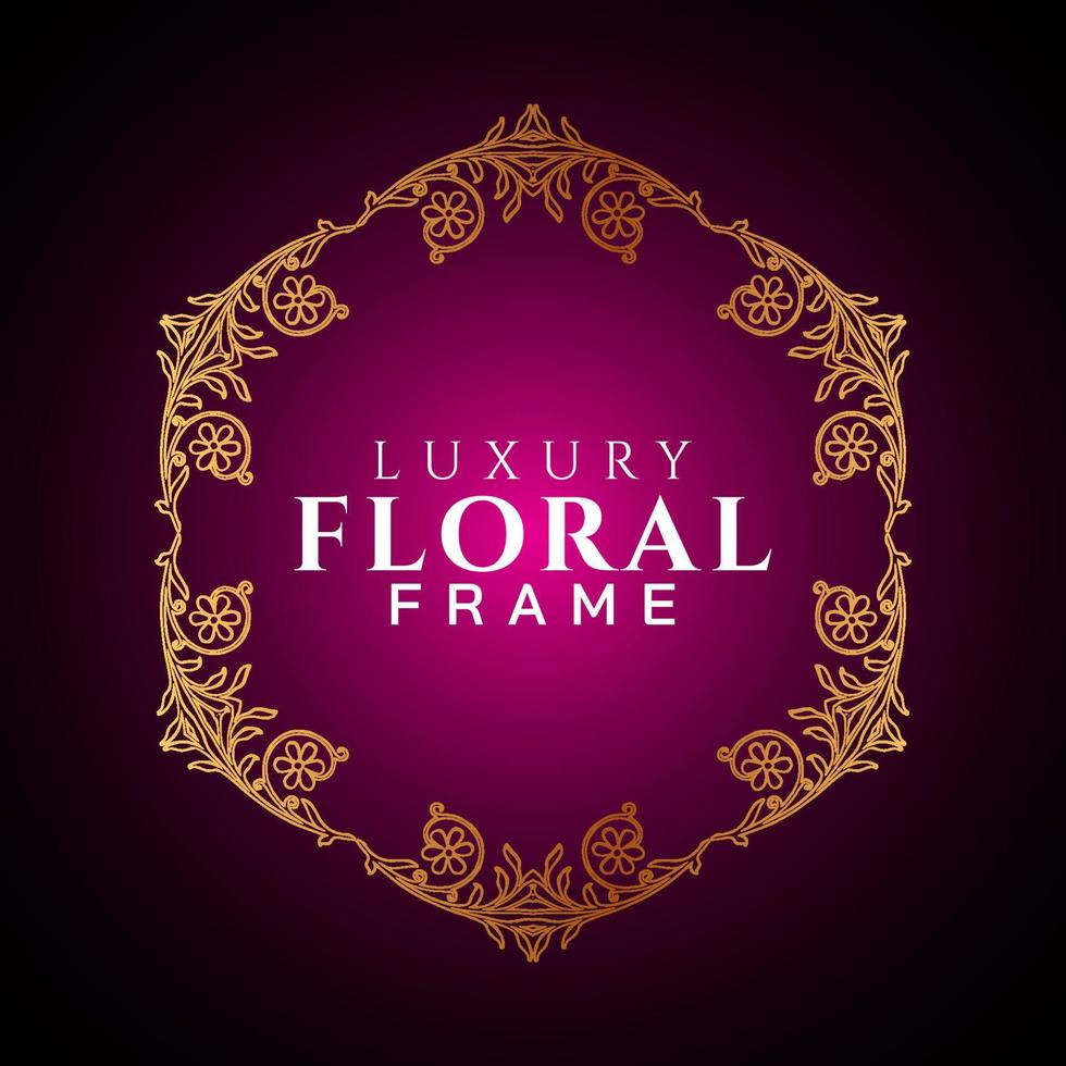 Luxury elegant circle floral frame golden round decorative corners vector