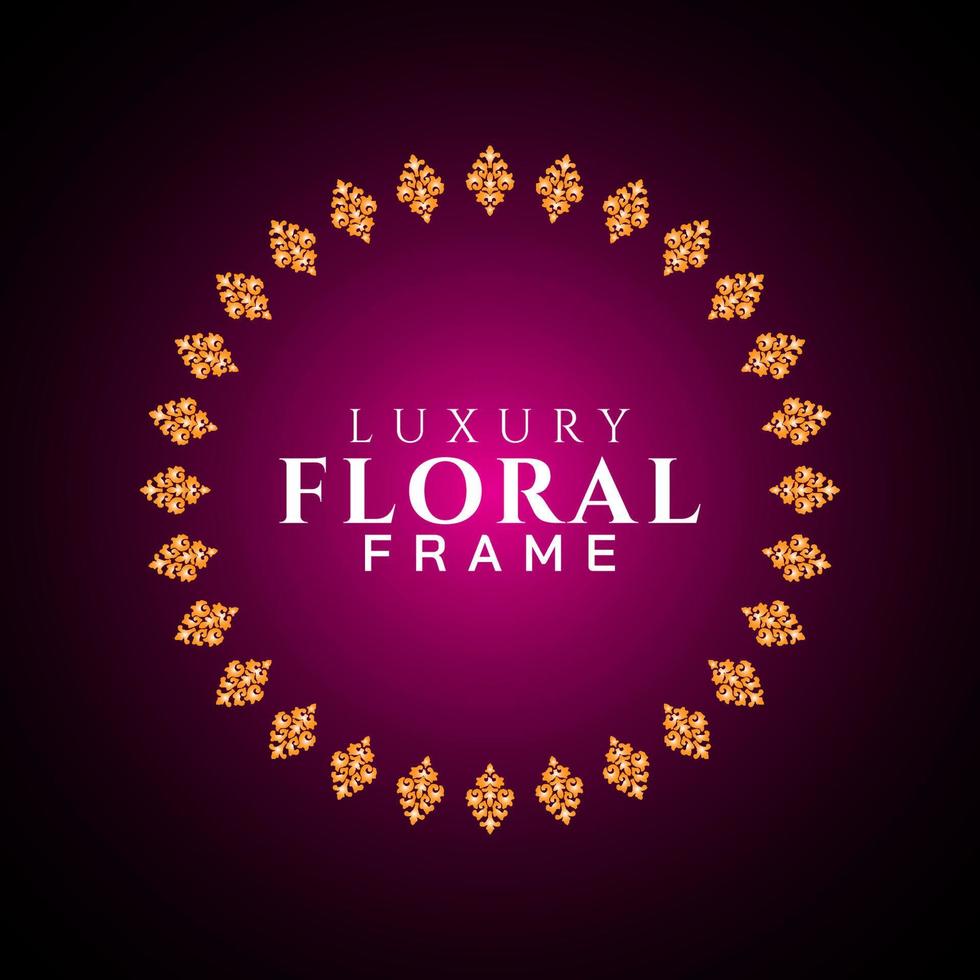 Luxury elegant circle floral frame golden round decorative corners vector