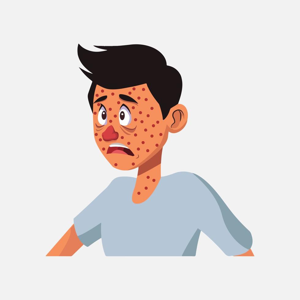 Acne allergies vector inflammation damage scar disease design