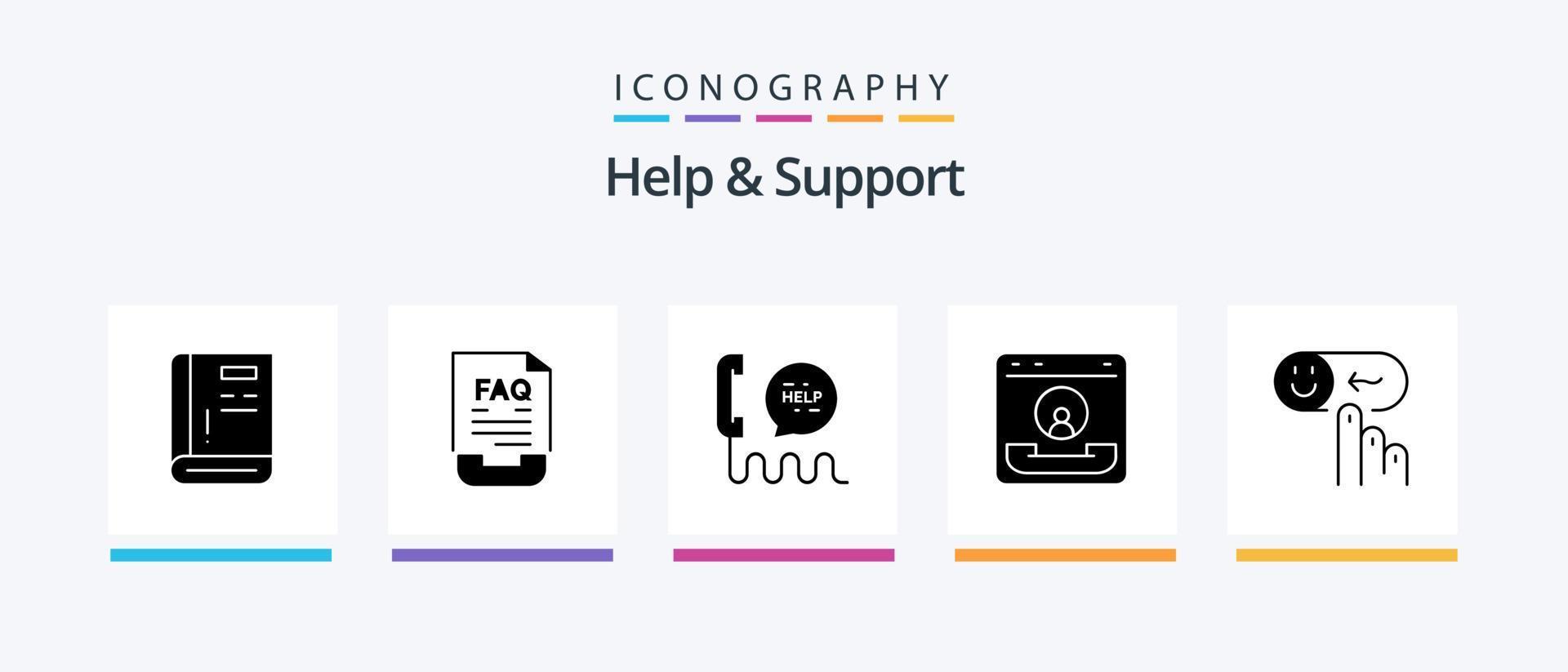 Help And Support Glyph 5 Icon Pack Including help. emotion. help. help. communication. Creative Icons Design vector