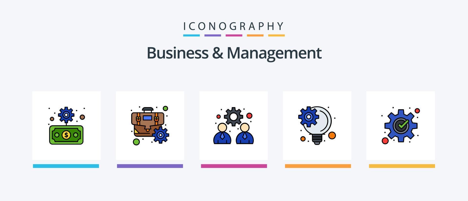 la línea de negocios y gestión llenó el paquete de 5 íconos, incluida la carrera. transferir. mejoramiento. Finanzas. negocio. diseño de iconos creativos vector