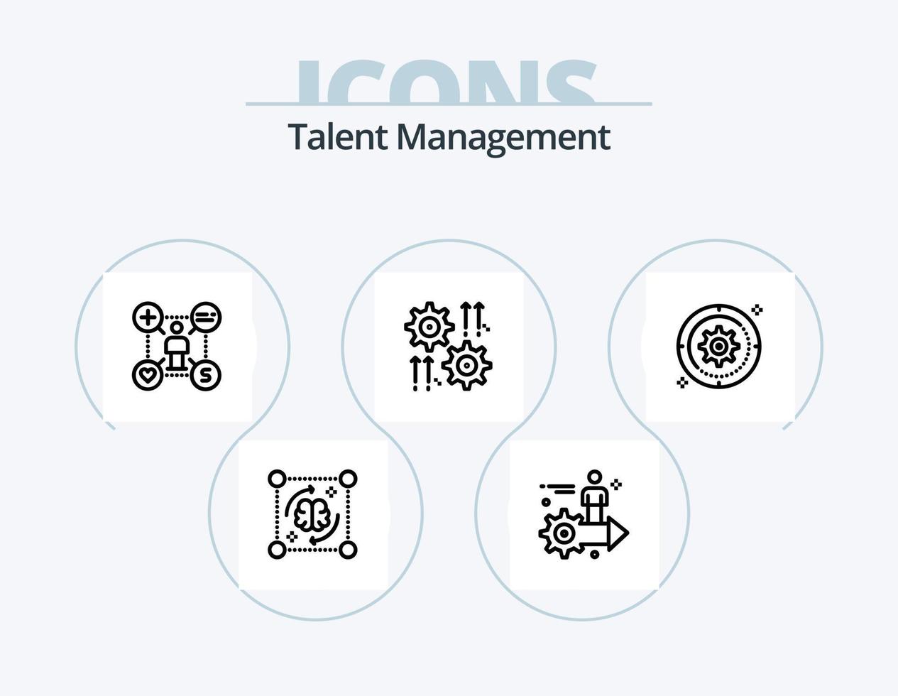 Talent Management Line Icon Pack 5 Icon Design. arrow. setting. break. idea. brainstorming vector