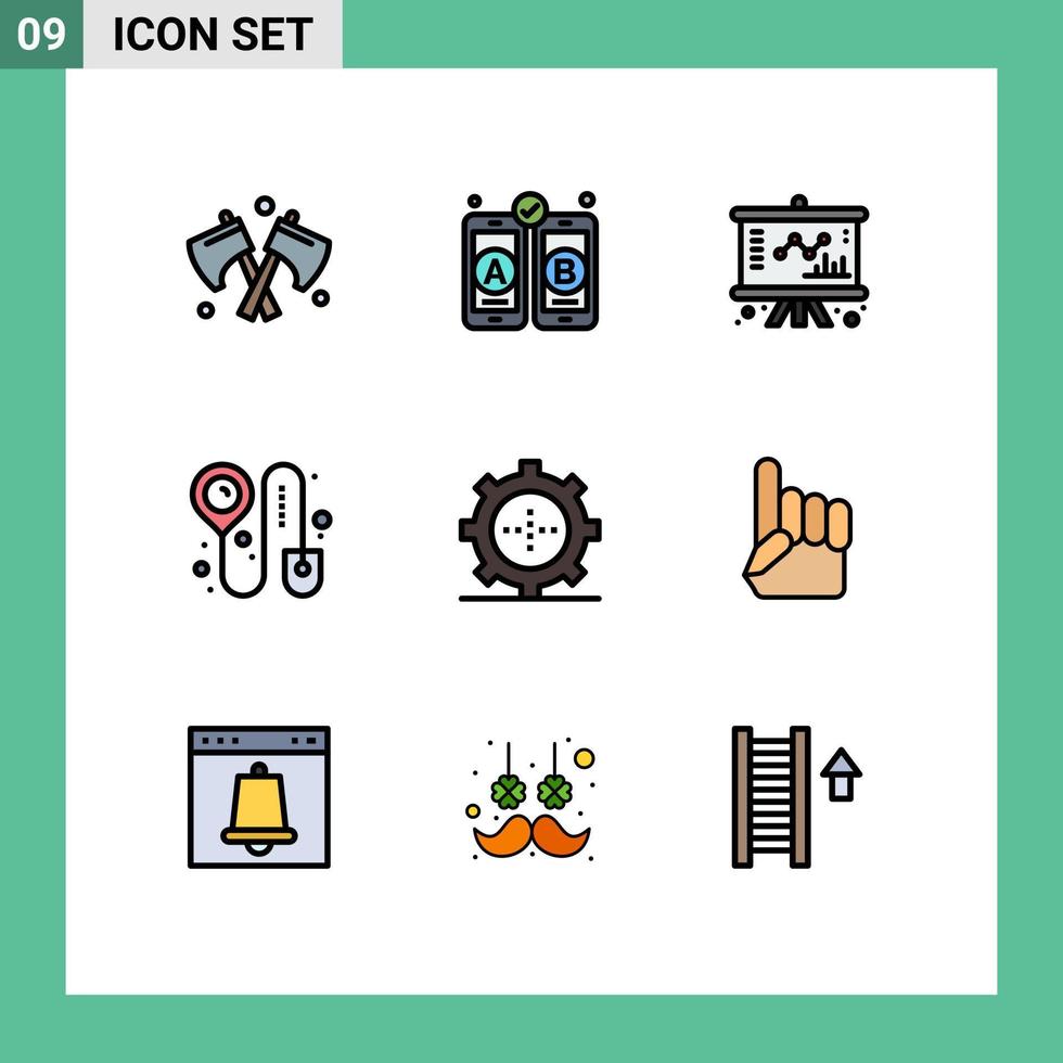Group of 9 Filledline Flat Colors Signs and Symbols for foam hand set company gadget online Editable Vector Design Elements