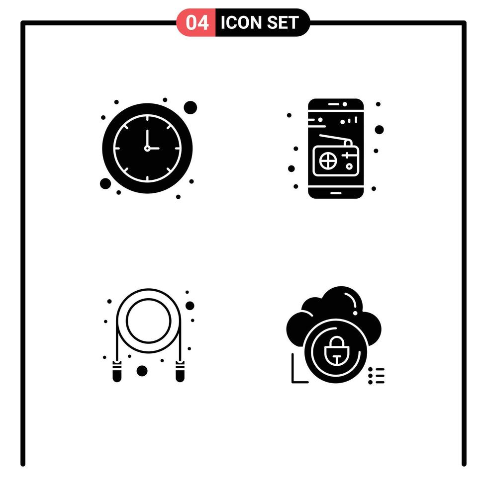 Group of Solid Glyphs Signs and Symbols for banking skipping time radio data Editable Vector Design Elements