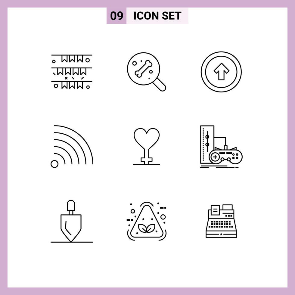 Universal Icon Symbols Group of 9 Modern Outlines of gender rss arrow news up Editable Vector Design Elements
