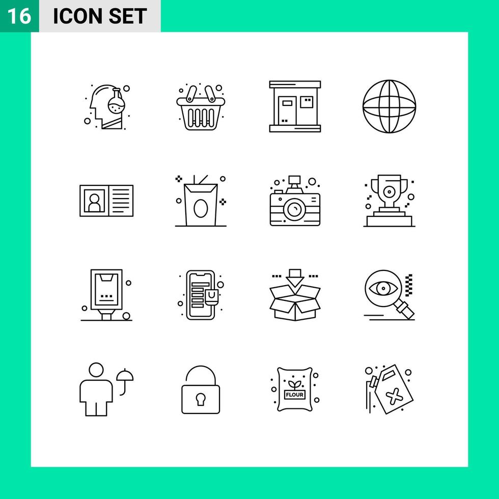 Universal Icon Symbols Group of 16 Modern Outlines of contact us communication hot world arrow Editable Vector Design Elements