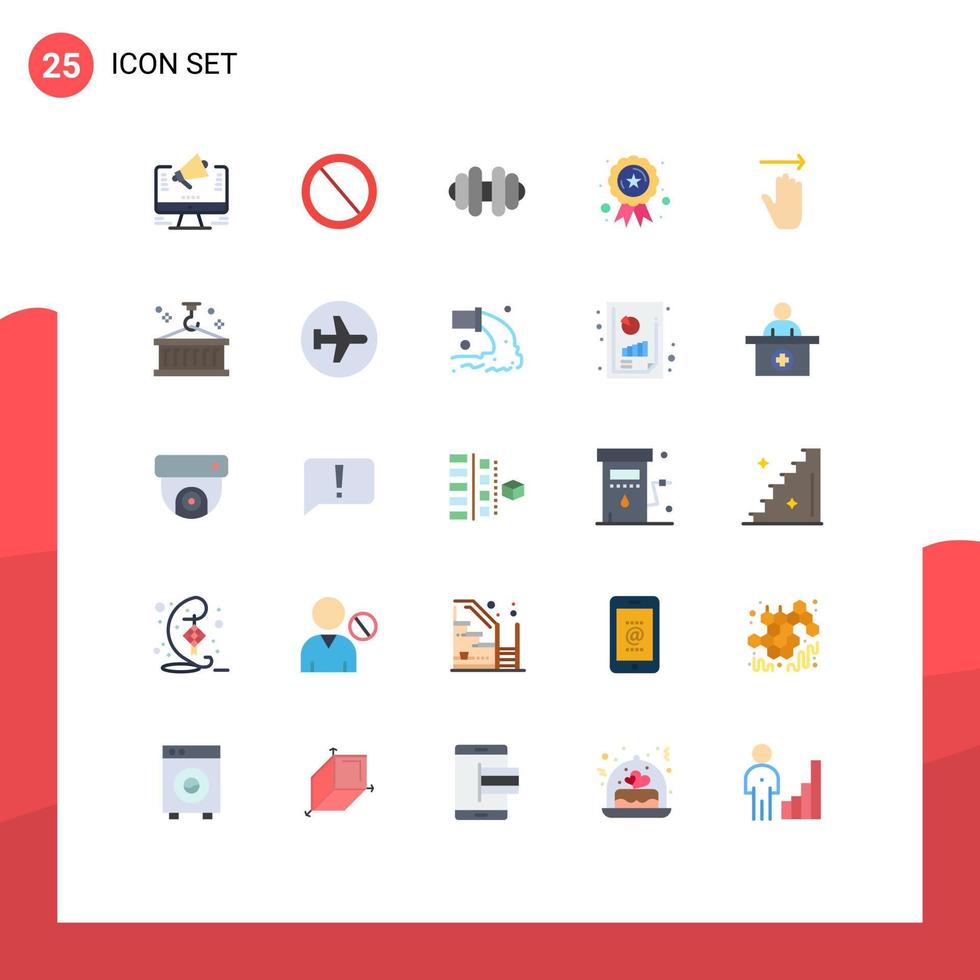 25 Universal Flat Color Signs Symbols of arrow star trash reward ribbon Editable Vector Design Elements