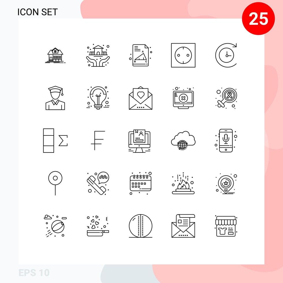 Set of 25 Vector Lines on Grid for cap backup back to school technology electronic Editable Vector Design Elements