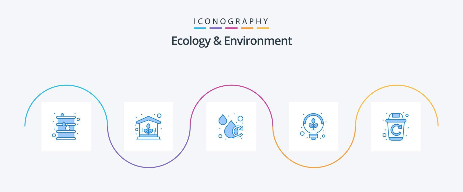 paquete de iconos azul 5 de ecología y medio ambiente que incluye reciclaje. luz. agua. lámpara. energía vector