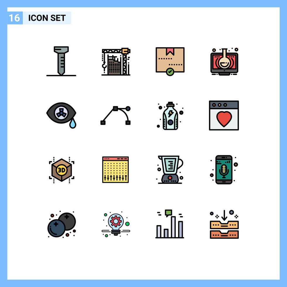 Set of 16 Modern UI Icons Symbols Signs for mutation monitor delivered learning elearning Editable Creative Vector Design Elements