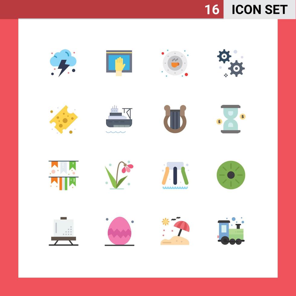 conjunto de 16 iconos modernos de la interfaz de usuario símbolos signos para un trozo de queso queso frijol placa de negocios paquete editable de elementos de diseño de vectores creativos