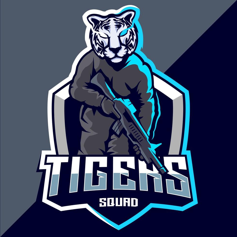 Tiger squad esport logo design vector