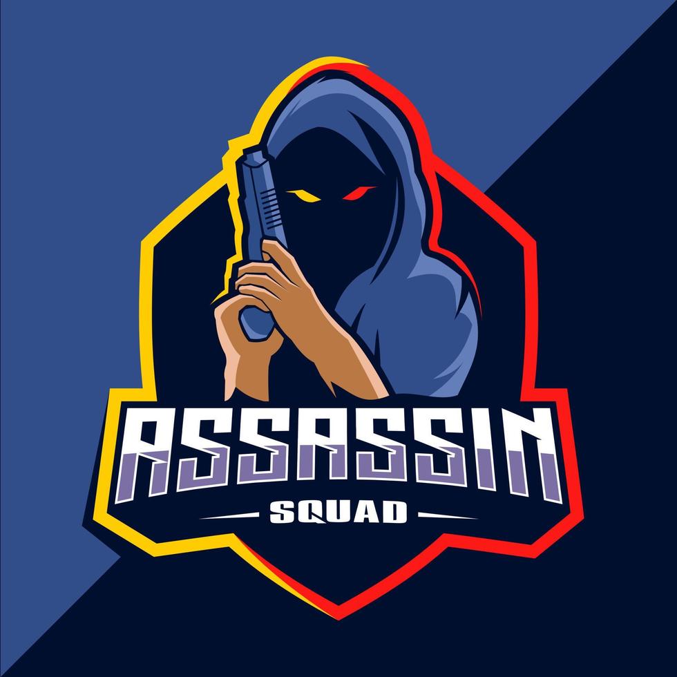 Assassin with guns mascot esport logo design 16126353 Vector Art at ...