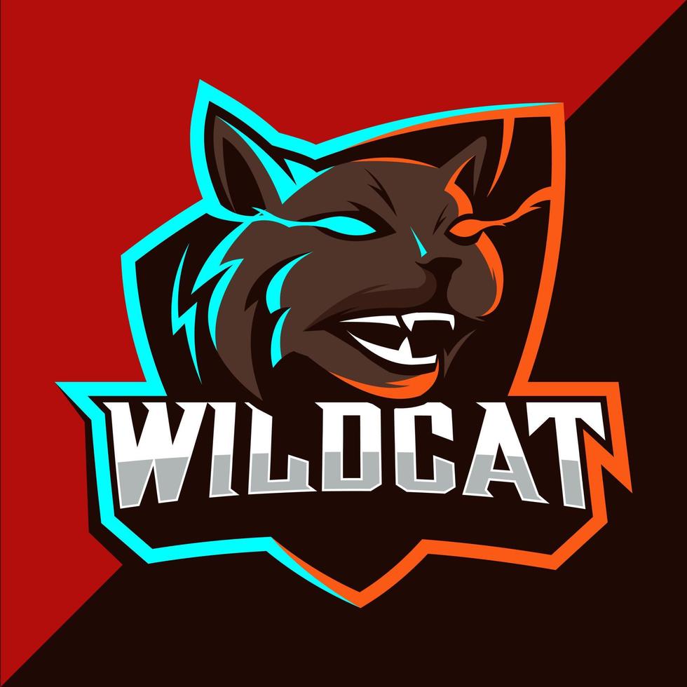 diseño de logotipo de esport de mascota de gatos monteses vector