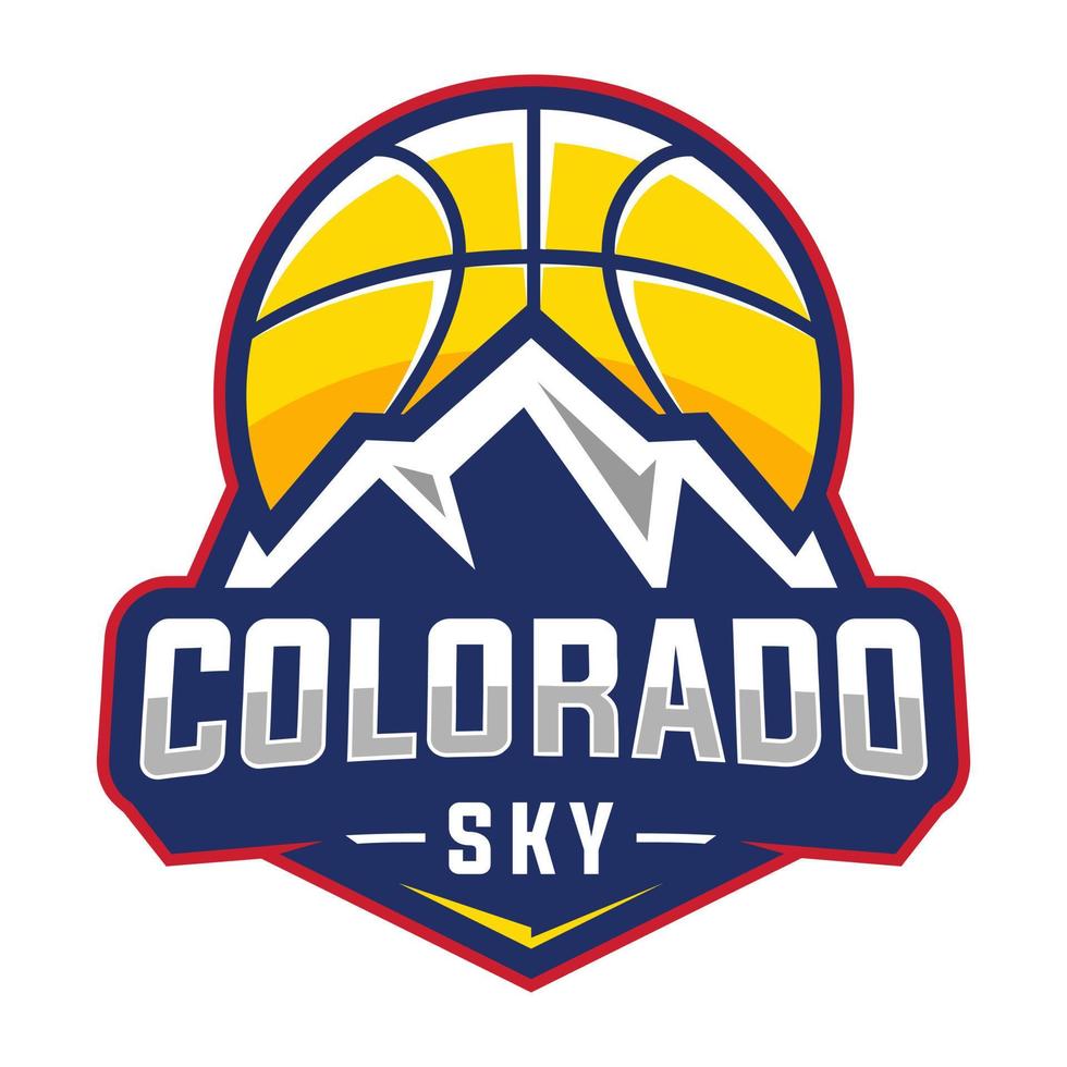 logotipo de ilustración de esports de baloncesto y montaña vector