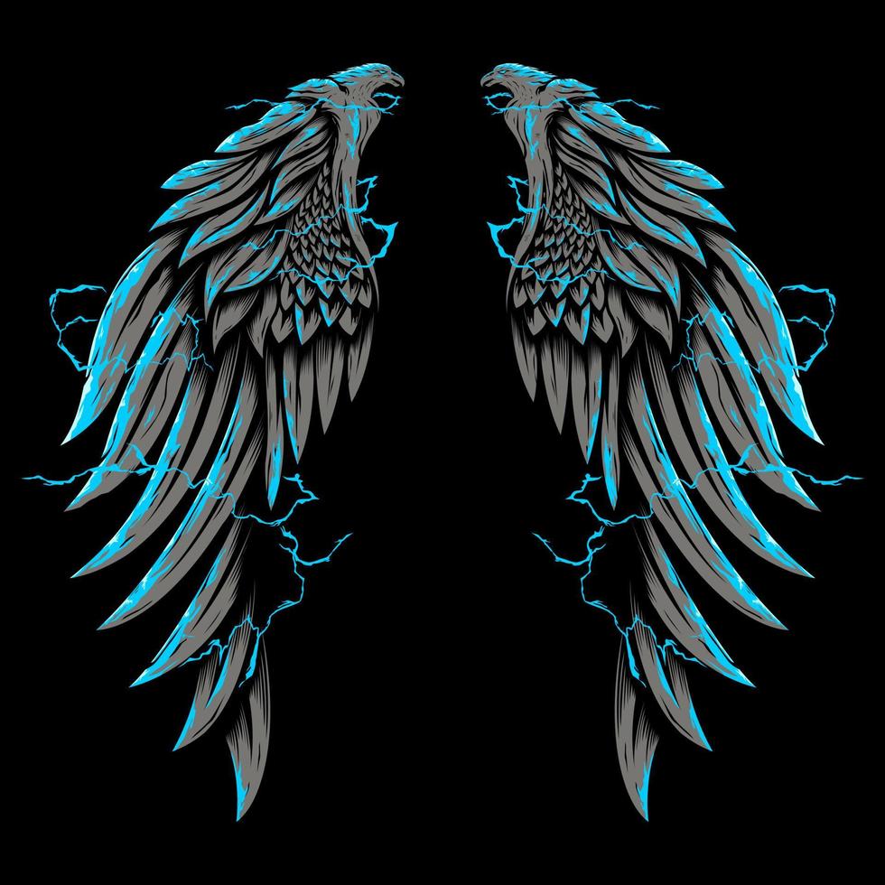 Eagle wing surrounded by lightning illustration 16126400 Vector Art at