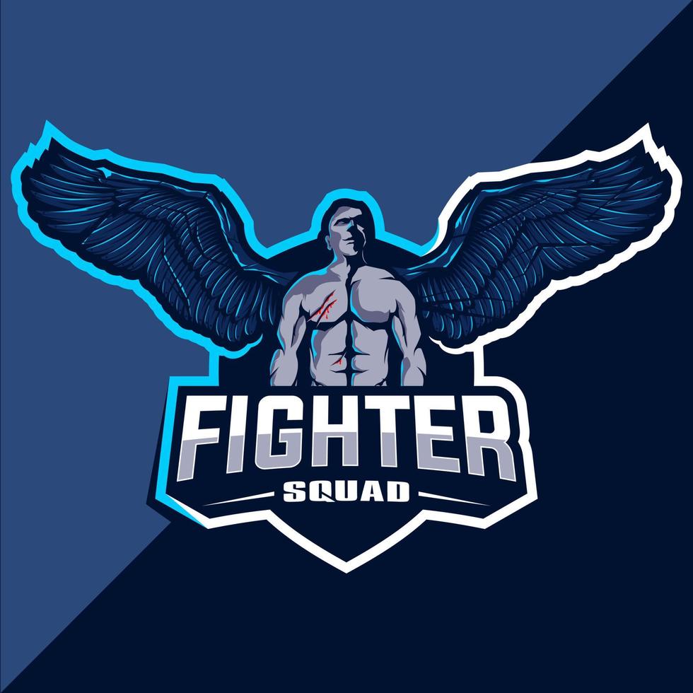 Fighter mascot esport logo design vector