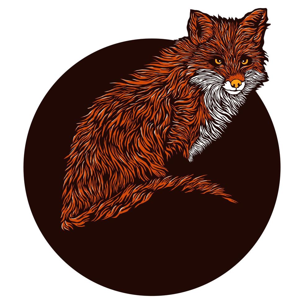 Fox in circle vector illustration