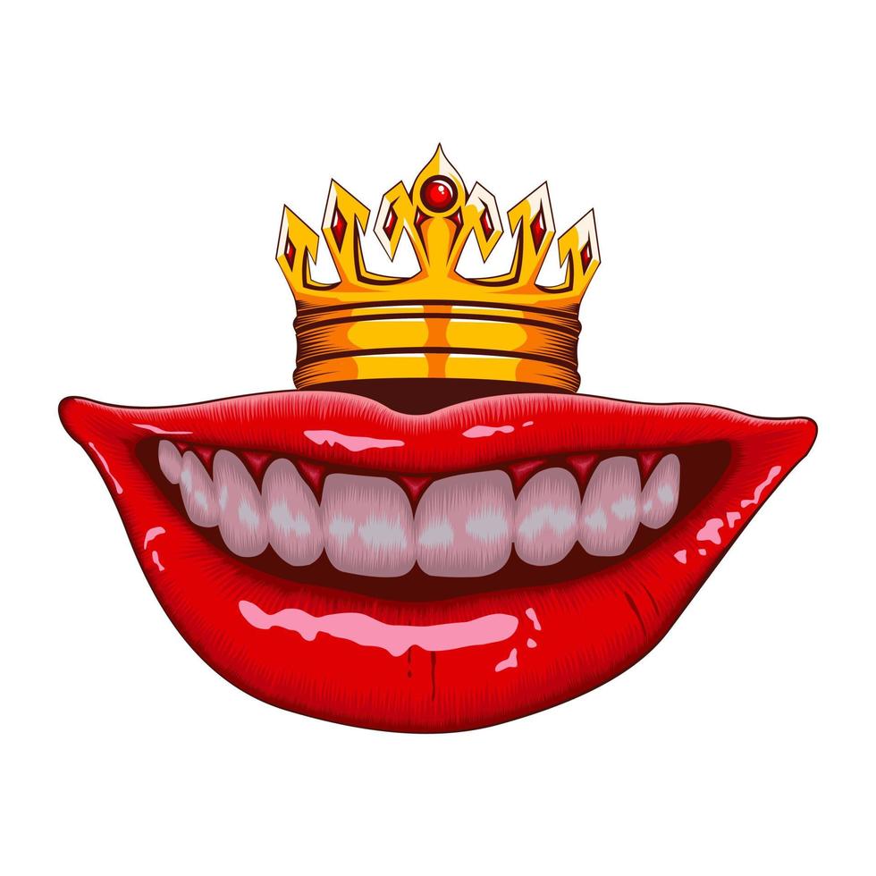 Illustration of realistic lips with a crown vector