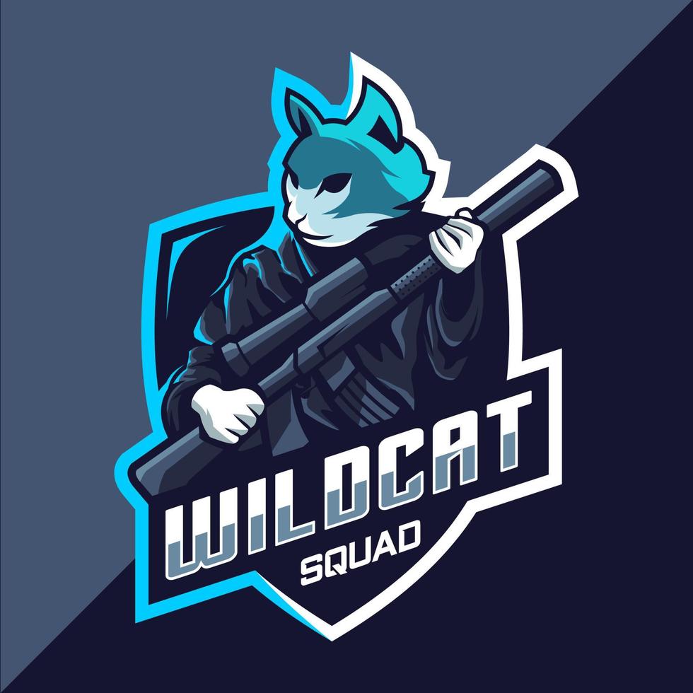 diseño de logotipo de esport de escuadrón de gatos monteses vector