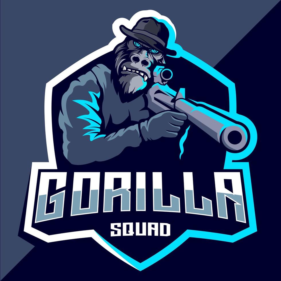 Gorilla squad esport logo design vector