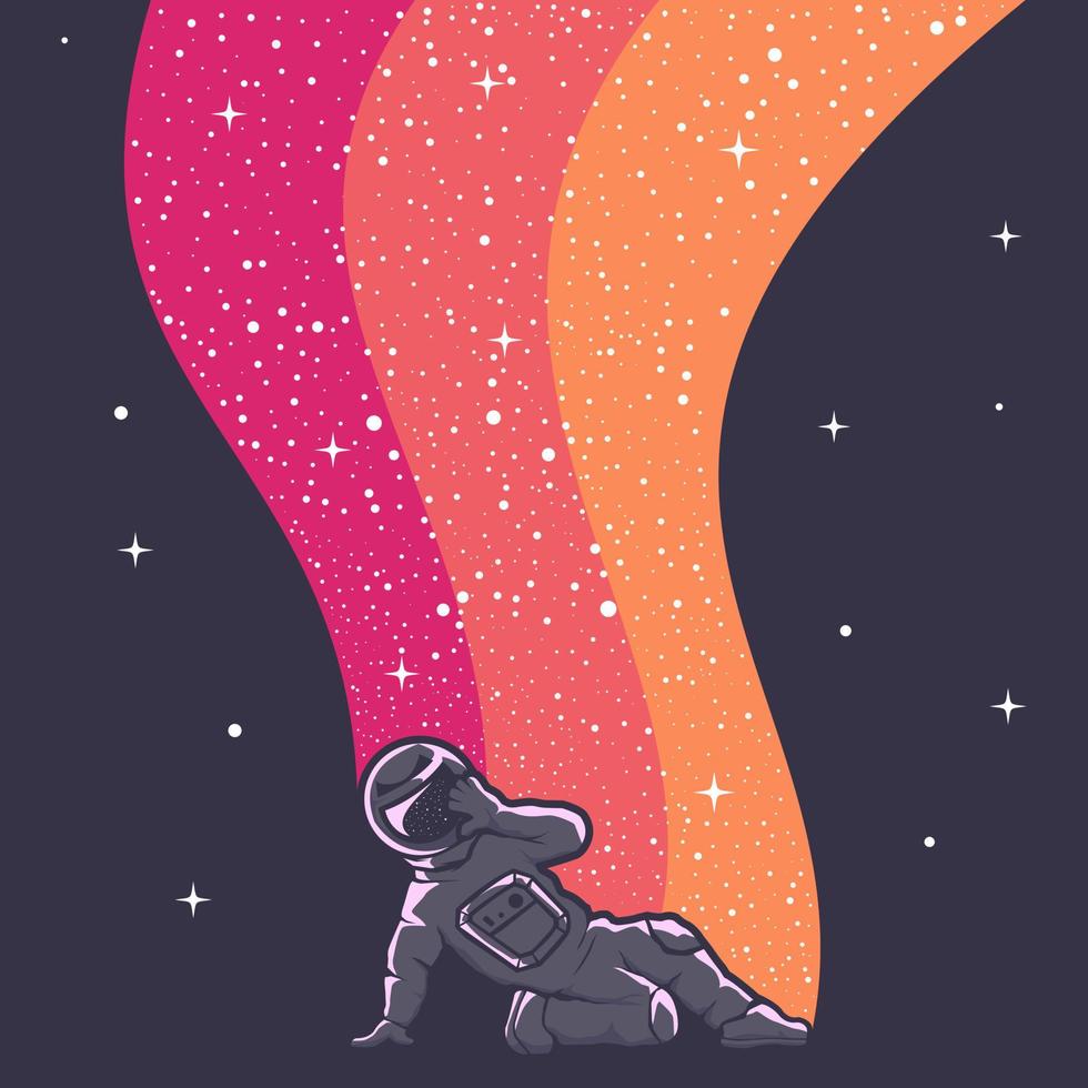 astronauta divirtiéndose hermosa ilustración de diseño con colores cálidos vector