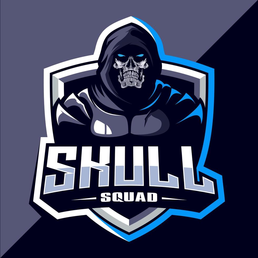 Skull squad with gun mascot esport logo vector