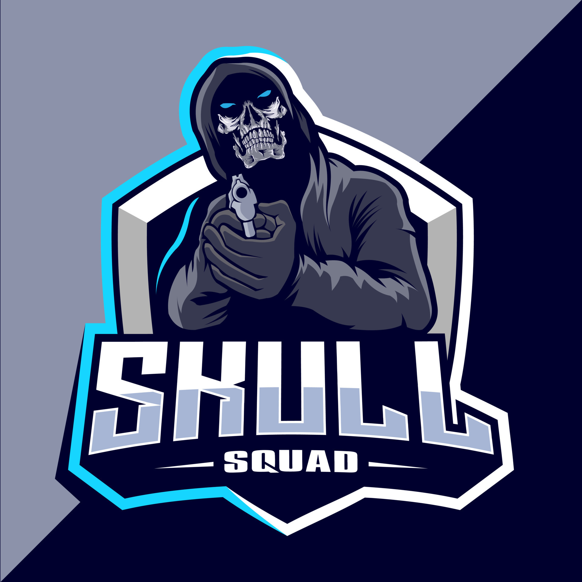 Skull squad with gun mascot esport logo 16126481 Vector Art at Vecteezy