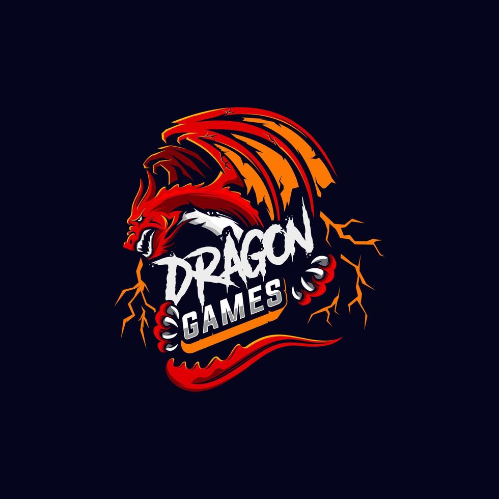 Amazing dragon esport gaming logo design vector