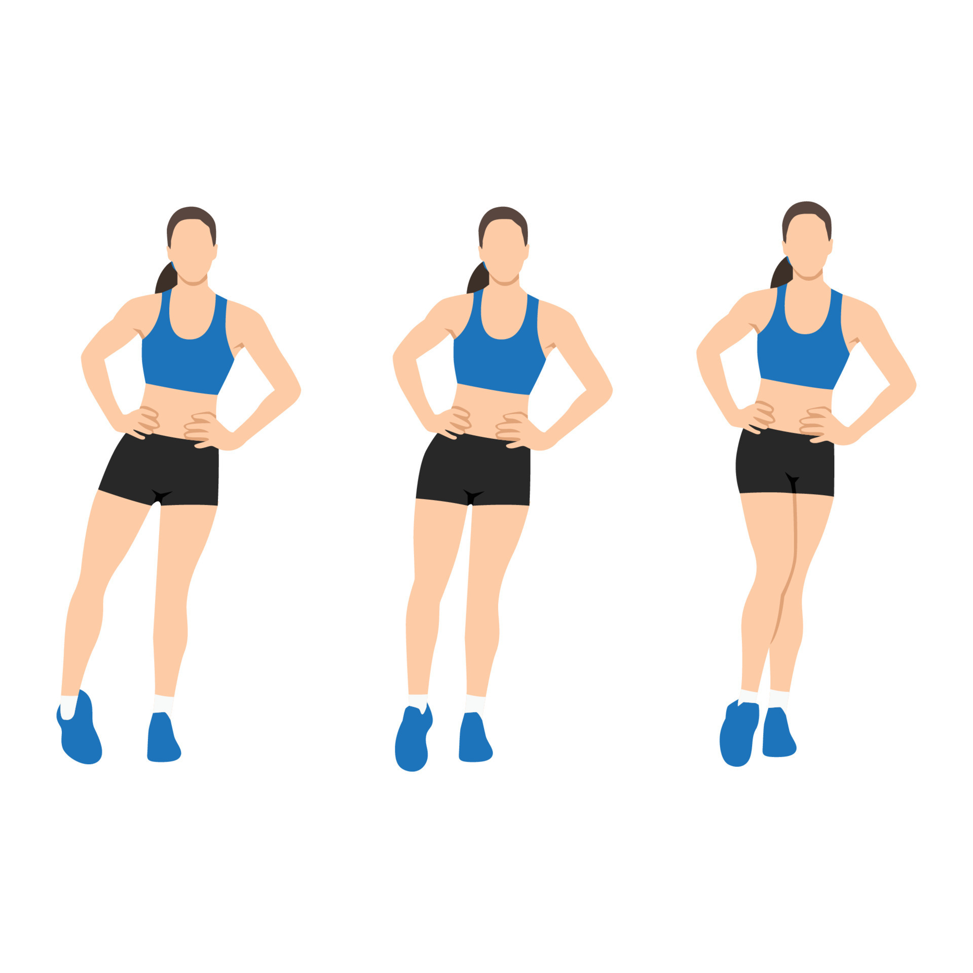 Woman doing ankle circles rotations or rolls exercise. Flat vector illustration isolated on