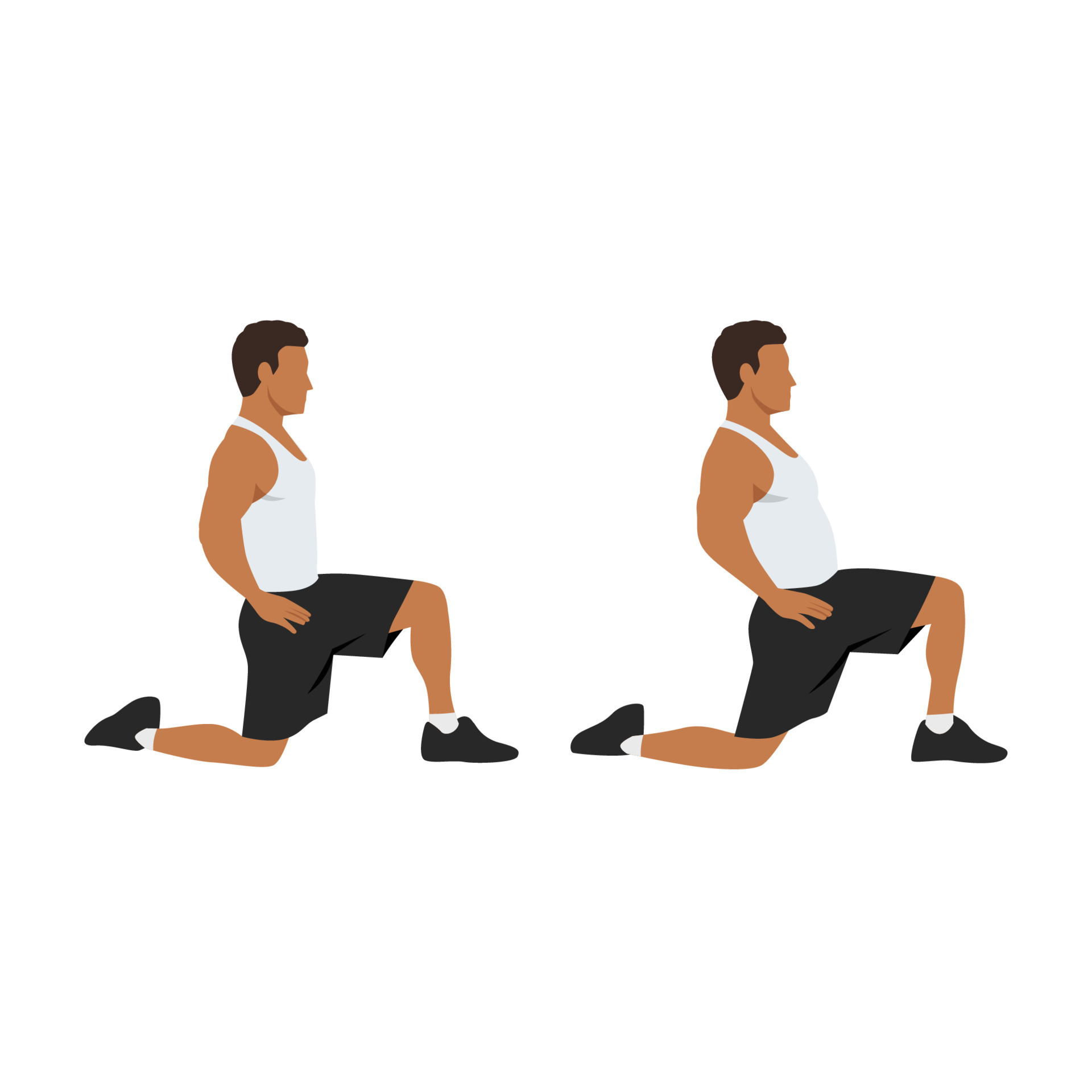 Man Doing Kneeling Hip Flexor Stretch Exercise Flat Vector