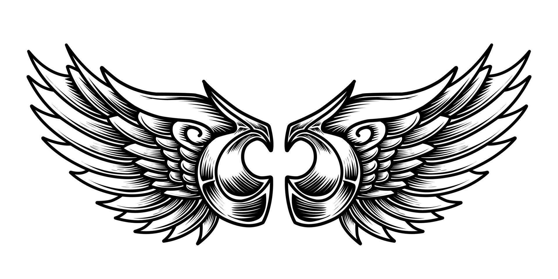 Free vector angel wings tribal tattoo