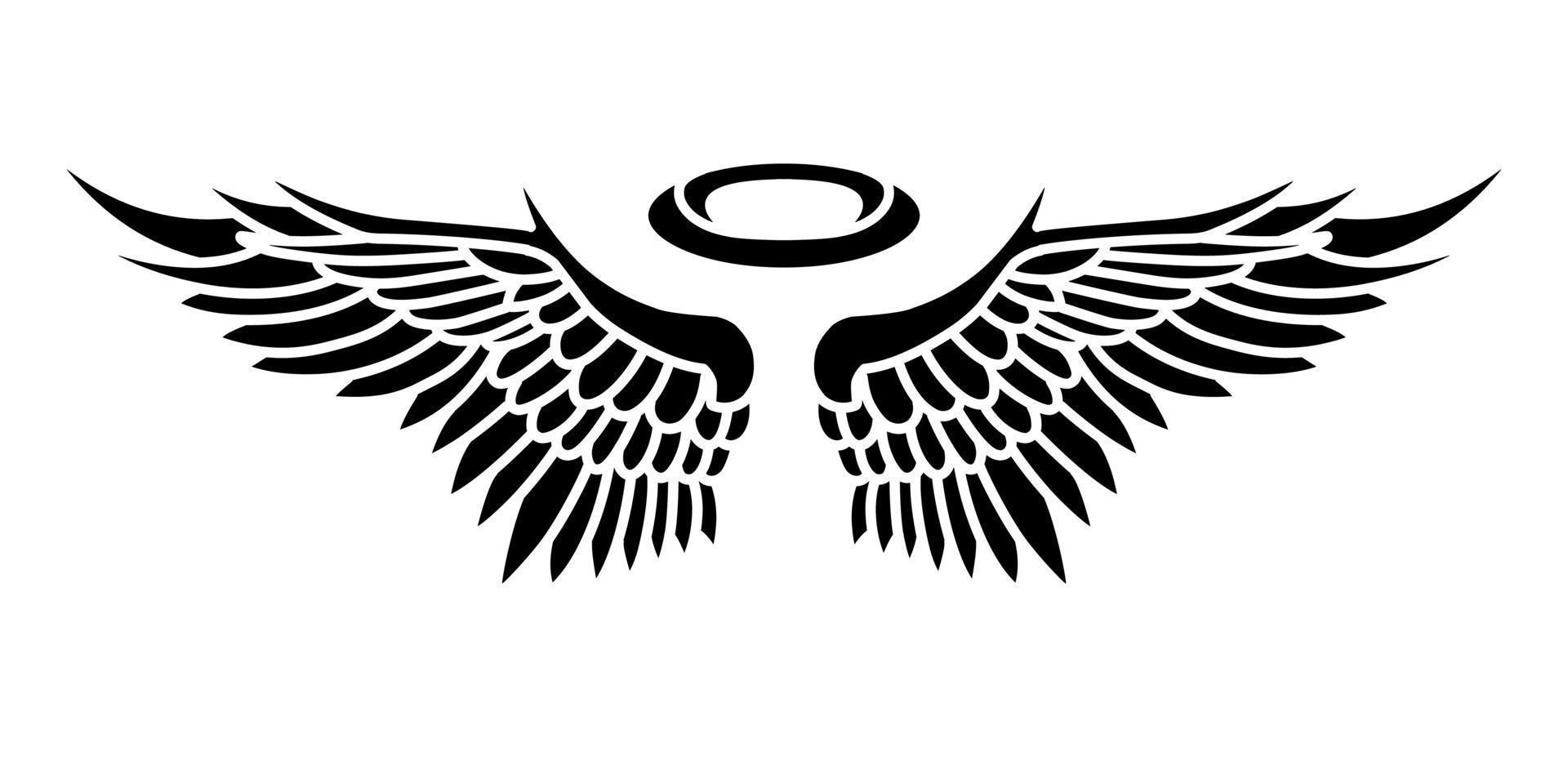 Free vector angel wings tribal tattoo