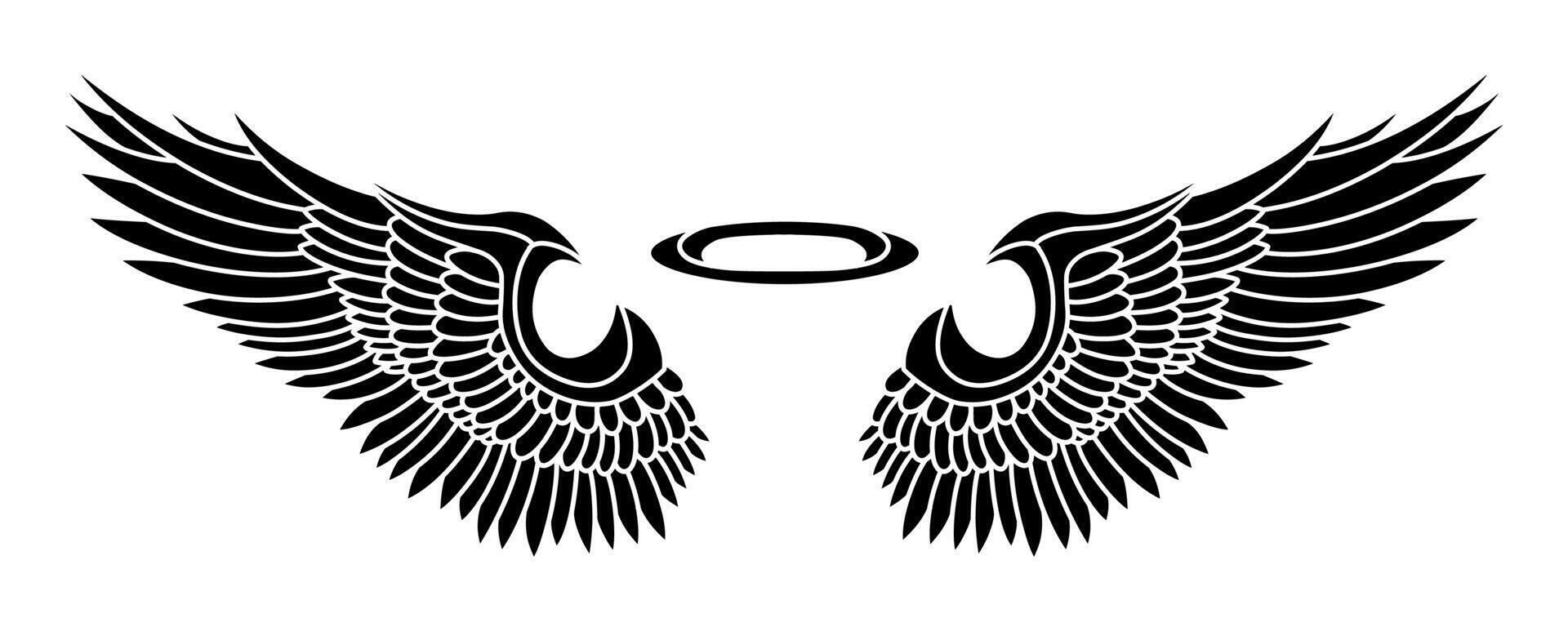 Free vector angel wings tribal tattoo