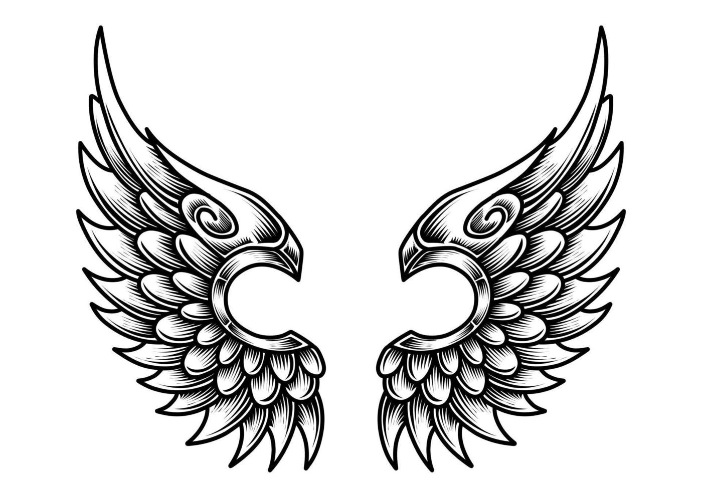 tatuaje tribal de alas de ángel de vector libre