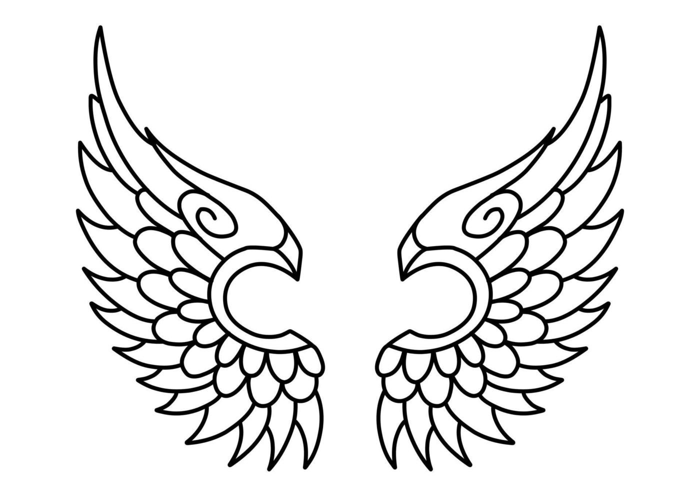 Free vector angel wings line art and outline