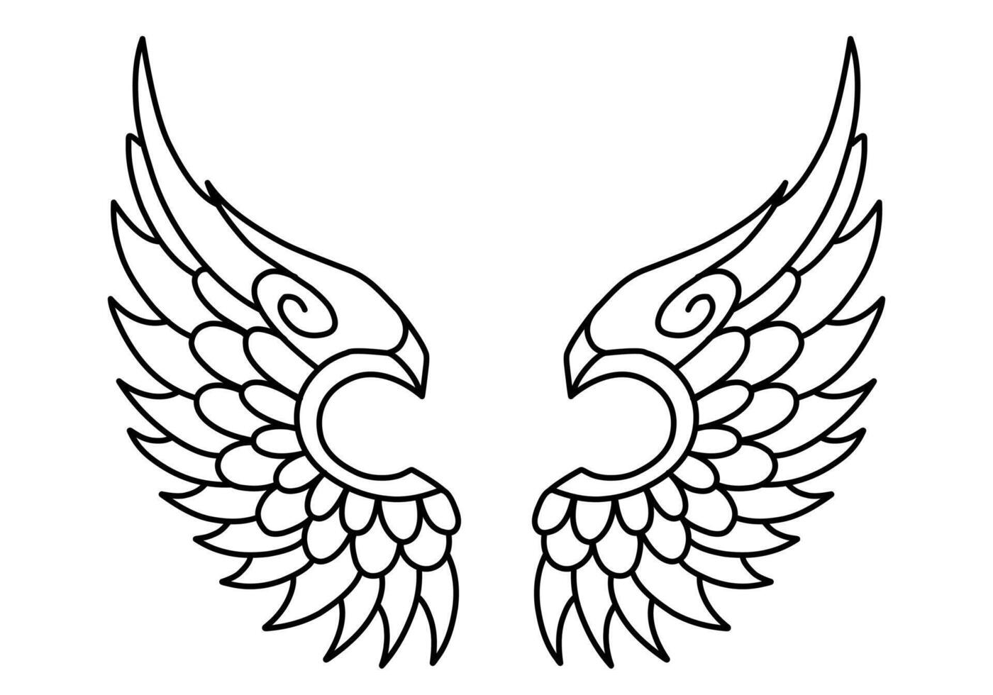 Free vector angel wings line art and outline