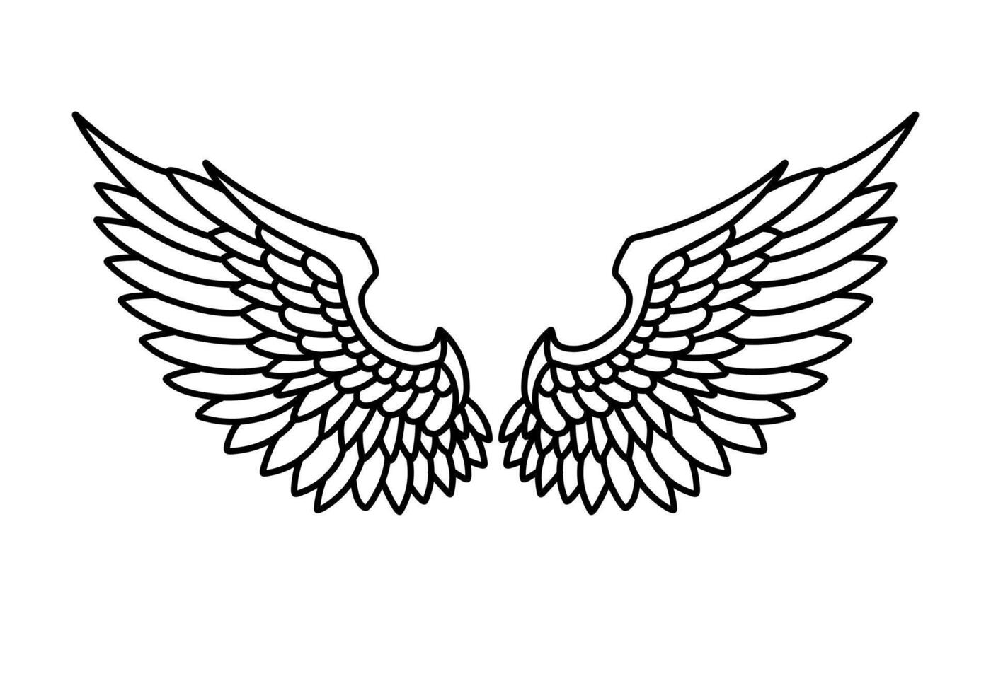 Free vector angel wings line art and outline
