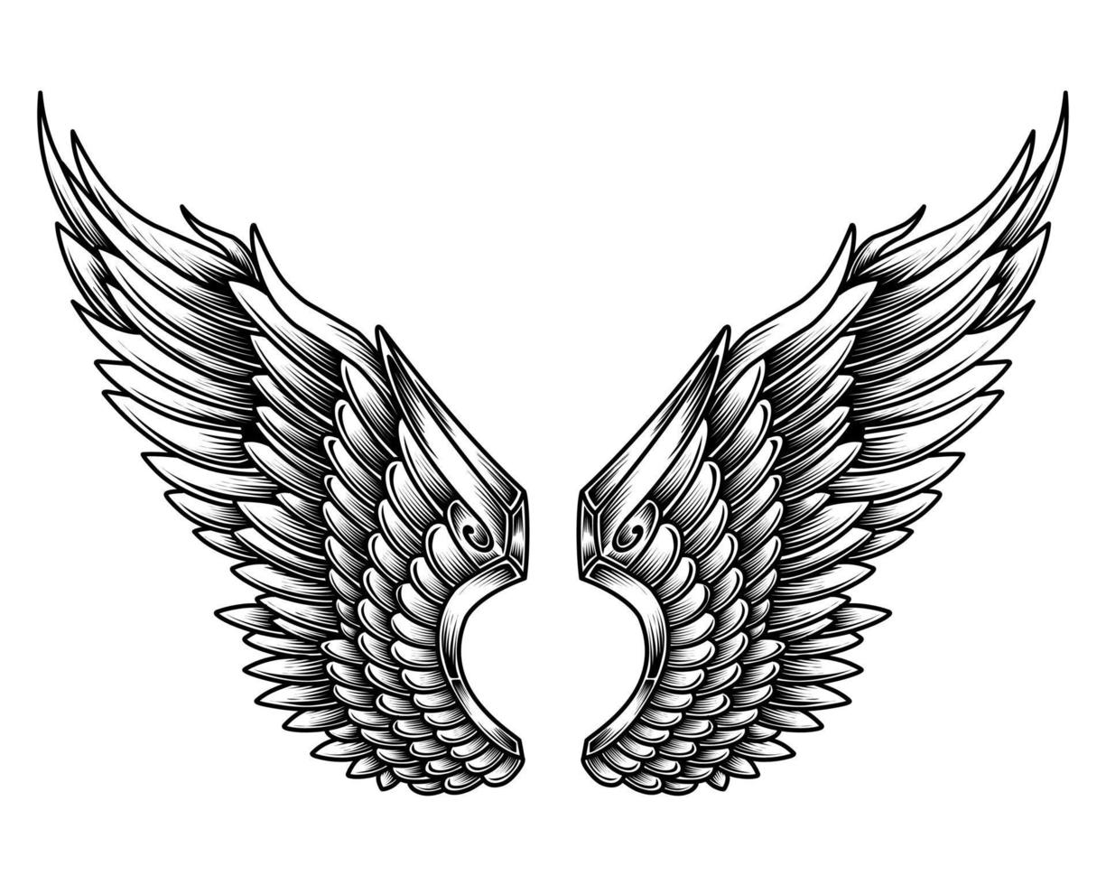 Free vector angel wings tribal tattoo