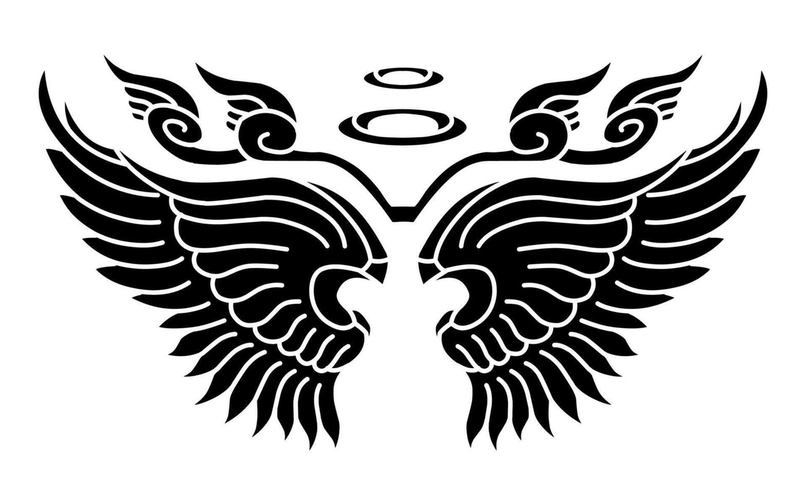 Free vector angel wings tribal tattoo
