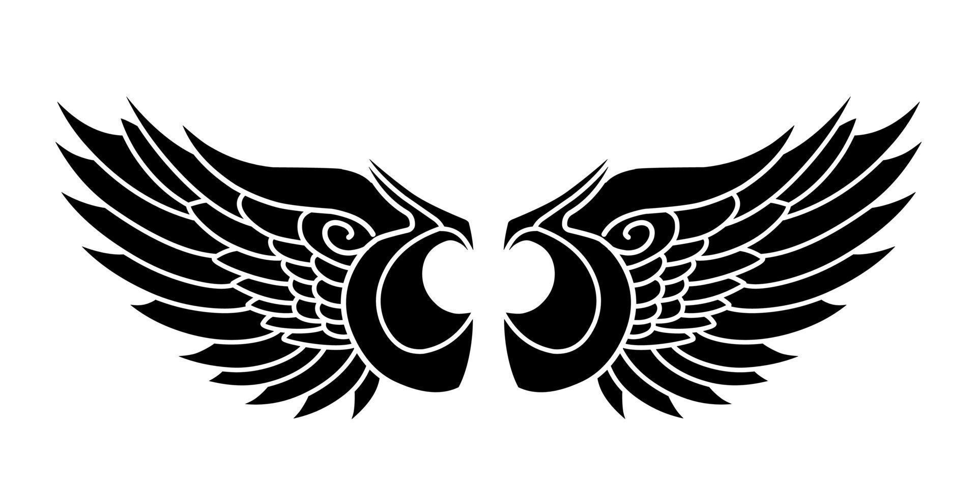 Free vector angel wings tribal tattoo