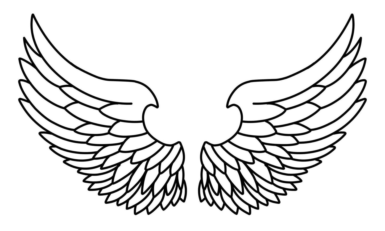 Free vector angel wings line art and outline