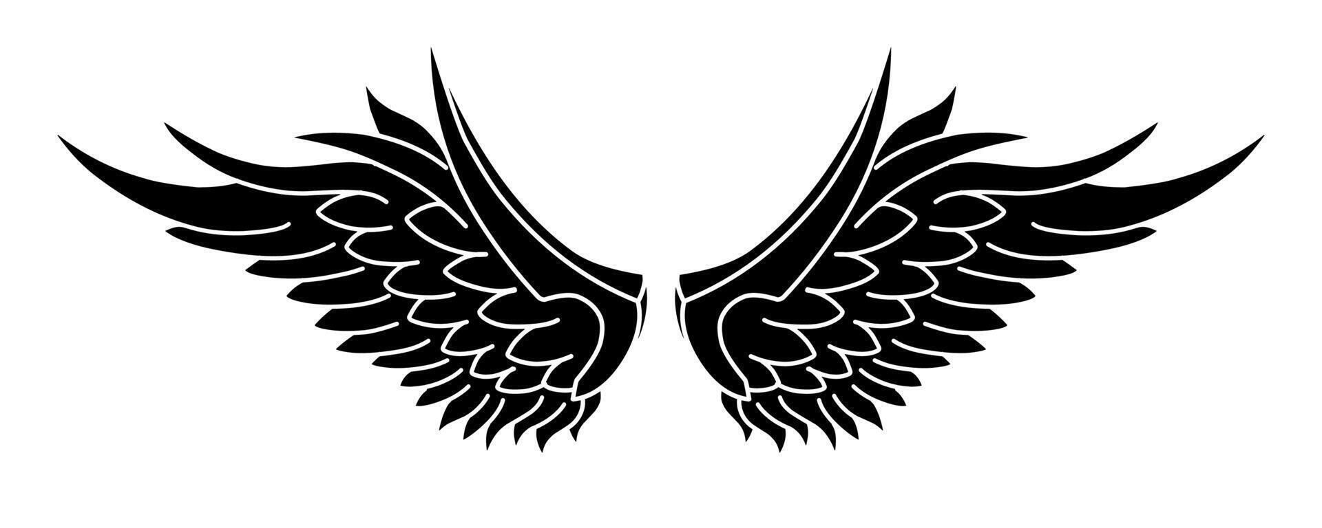 Free vector angel wings tribal tattoo