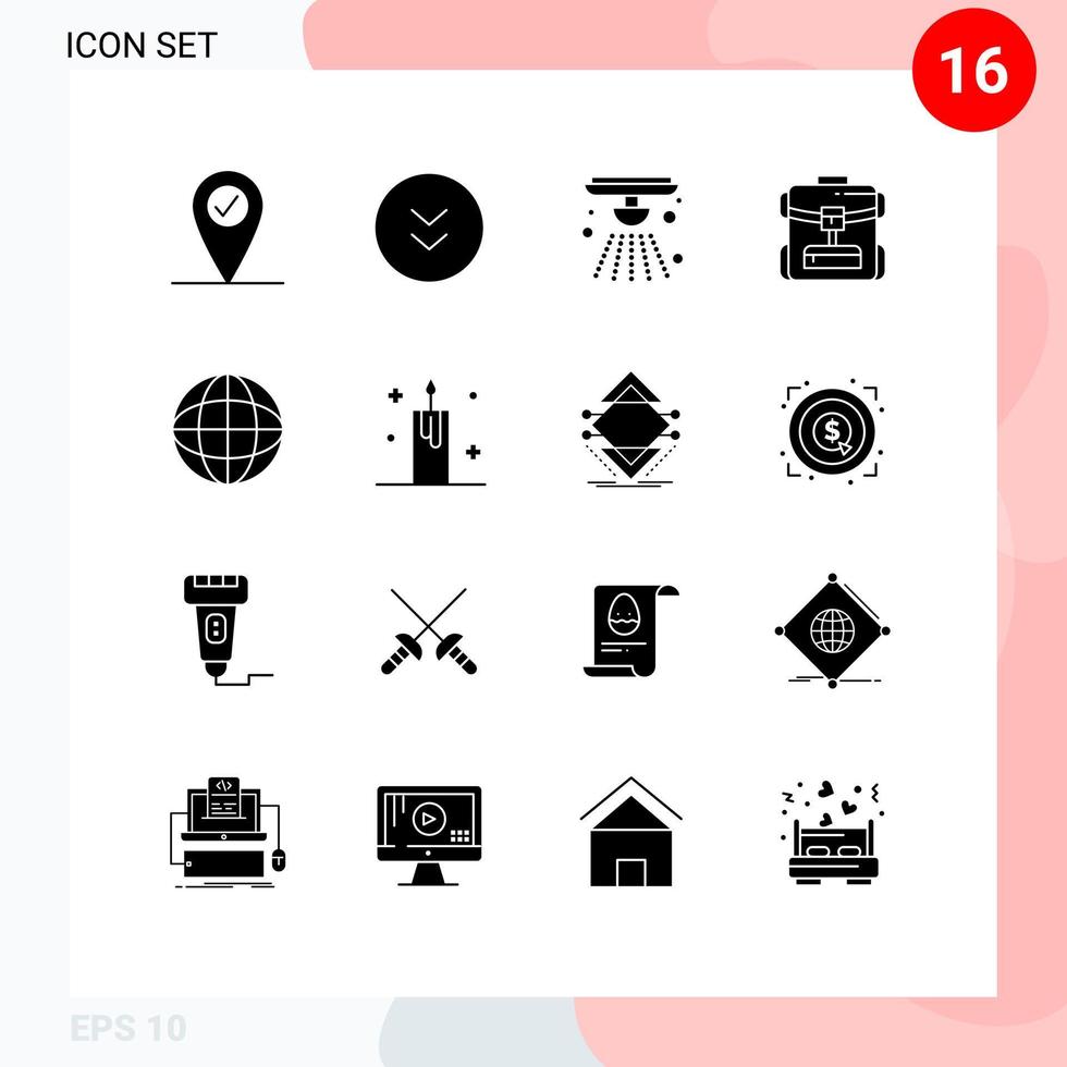Modern Set of 16 Solid Glyphs and symbols such as christmas location bell map service Editable Vector Design Elements