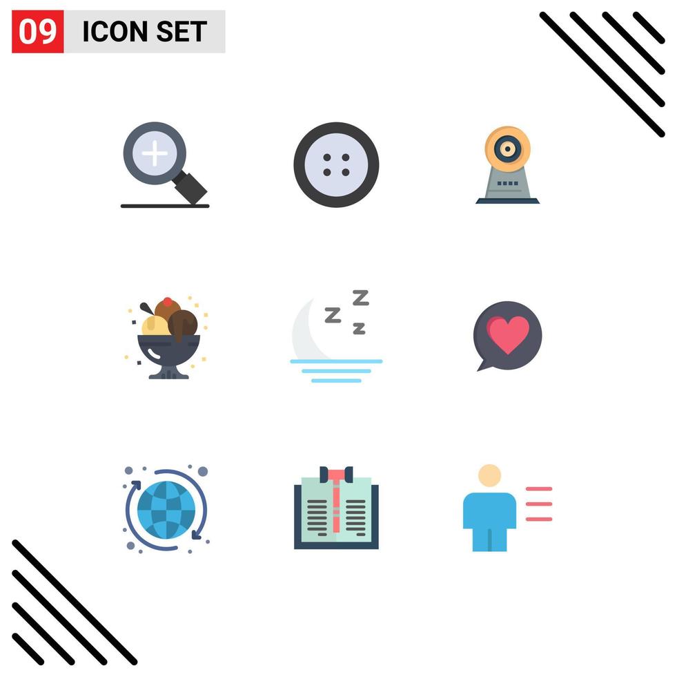 Set of 9 Modern UI Icons Symbols Signs for night forecast hotel foggy party Editable Vector Design Elements