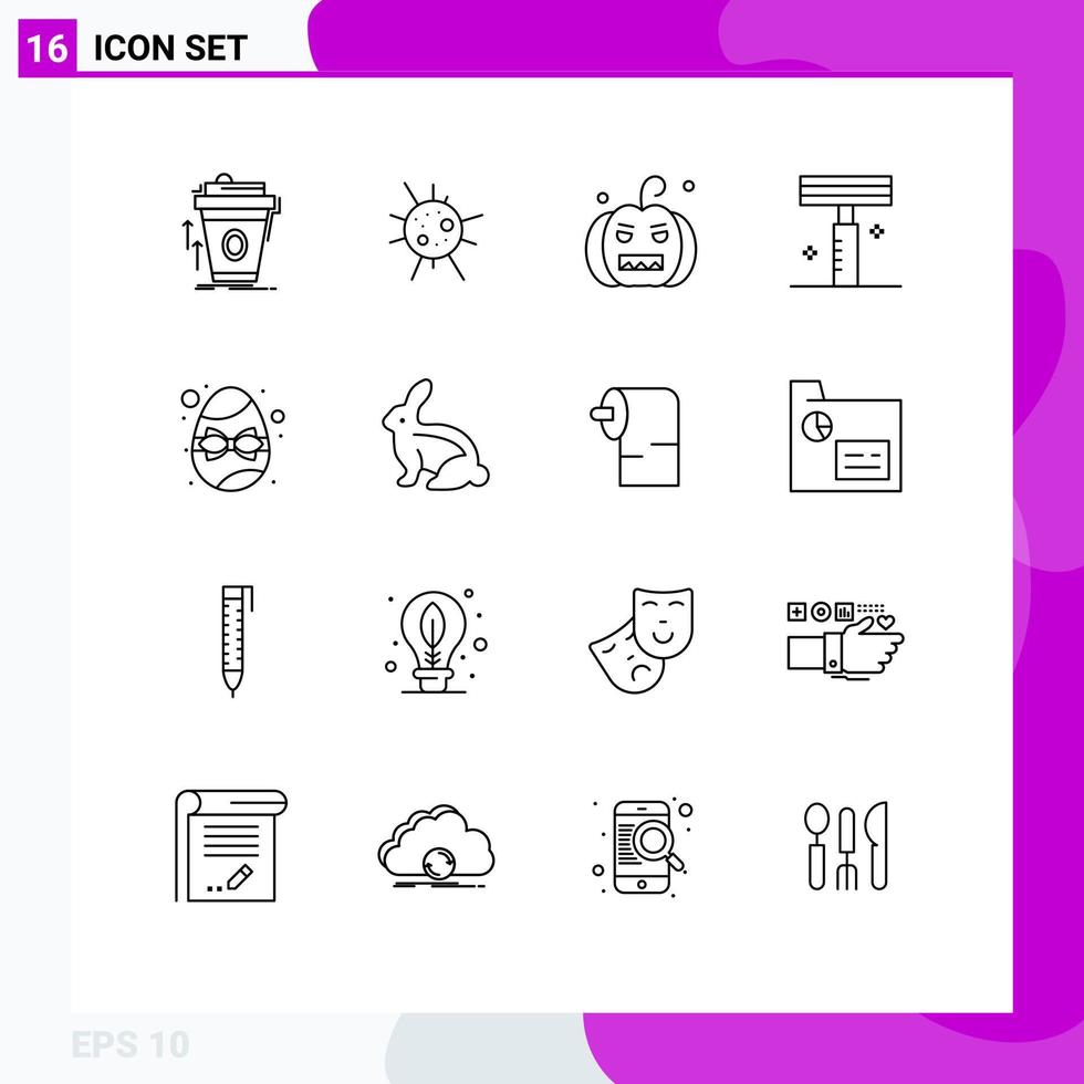 16 Creative Icons Modern Signs and Symbols of easter salon bats razor beauty Editable Vector Design Elements