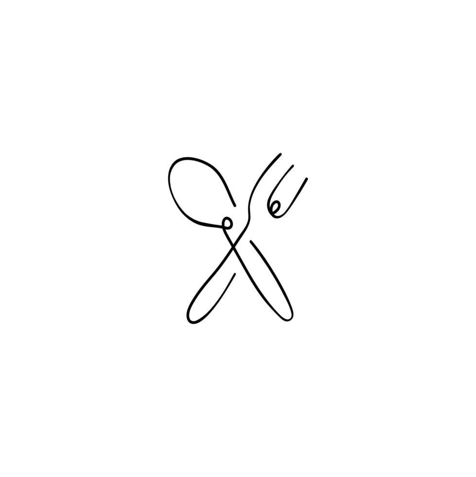 Spoon Fork Line Style Icon Design vector