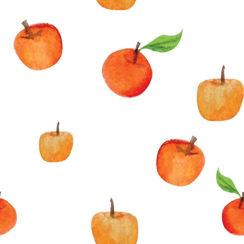 Watercolor hand drawn seamless pattern with red apples and leaves, isolated on white background. Design for cards, gift bags, invitations, textile, print, wallpaper, for children vector